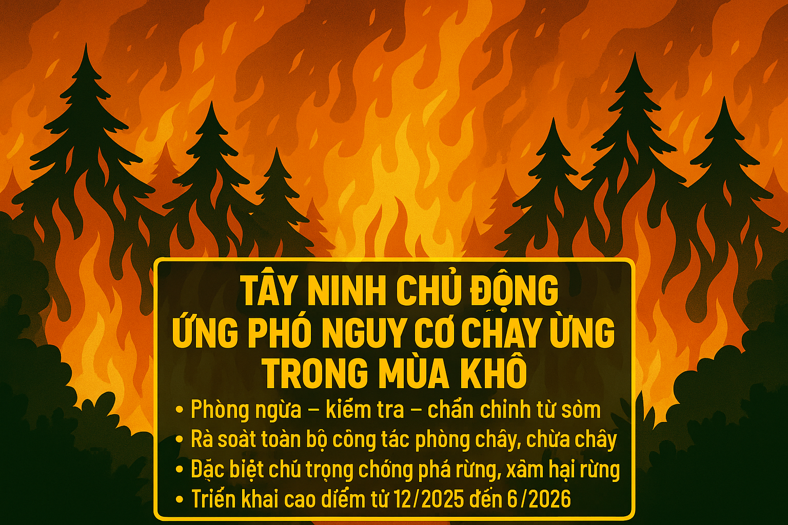 TÂY NINH CHỦ ĐỘNG ỨNG PHÓ NGUY CƠ CHÁY RỪNG TRONG MÙA KHÔ